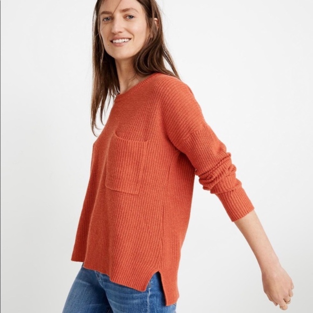 Madewell Burnt Orange Oversize Pocket Sweater